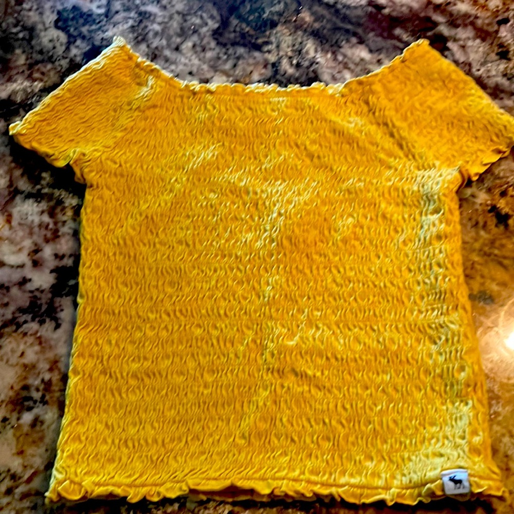 Child’s cropped shirt sleeve mustard yellow Abercrombie shirt
